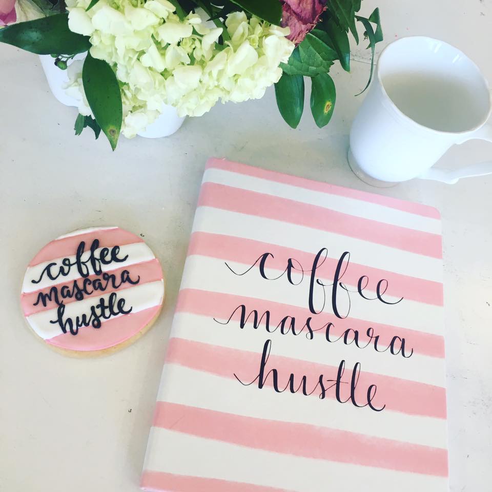 coffee, mascara, hustle cookies