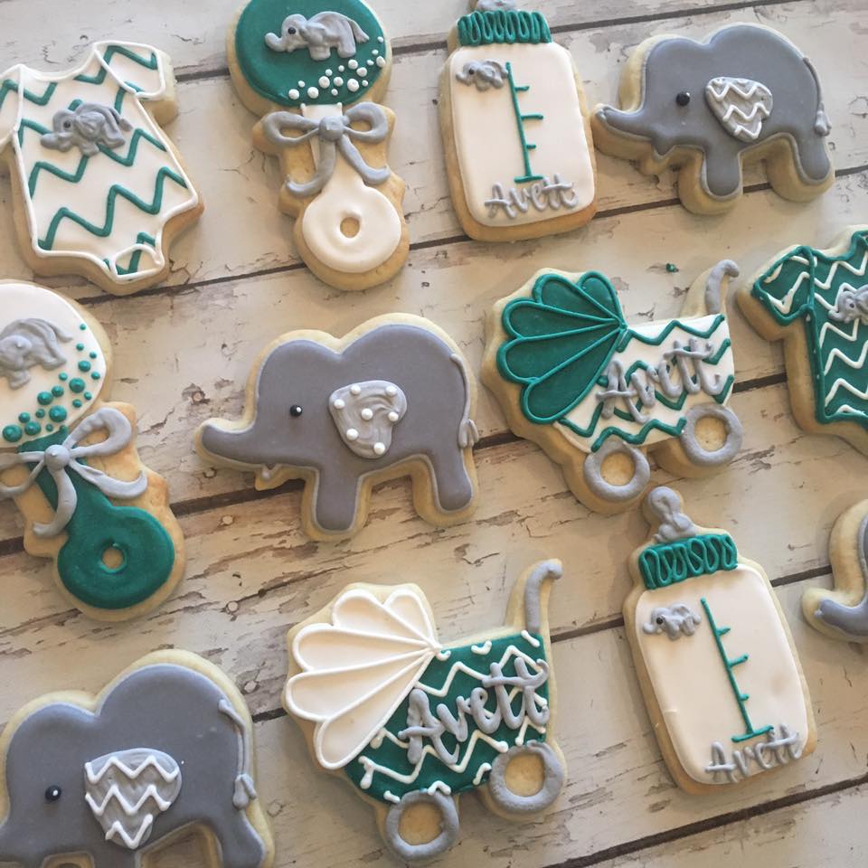 Chevron Elephant Baby Shower Cookies Hayley Cakes And