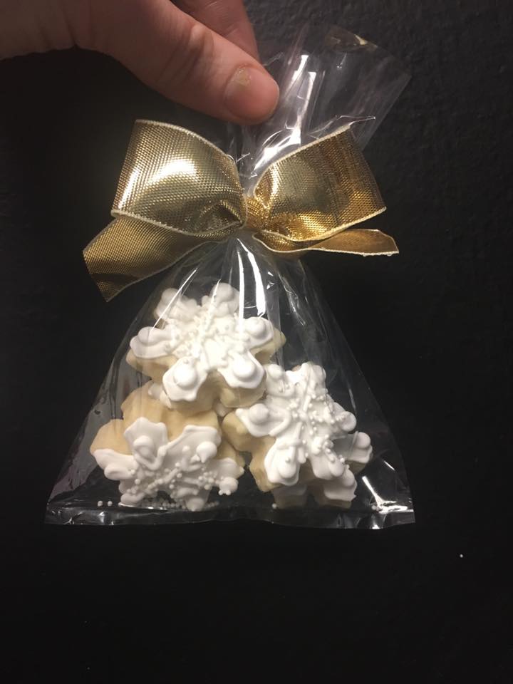 Mini white snowflake cookies