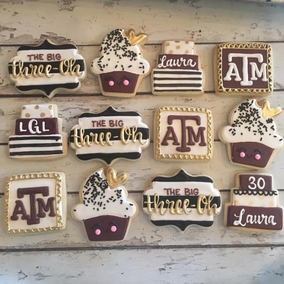 Gold A&M Birthday Cookies