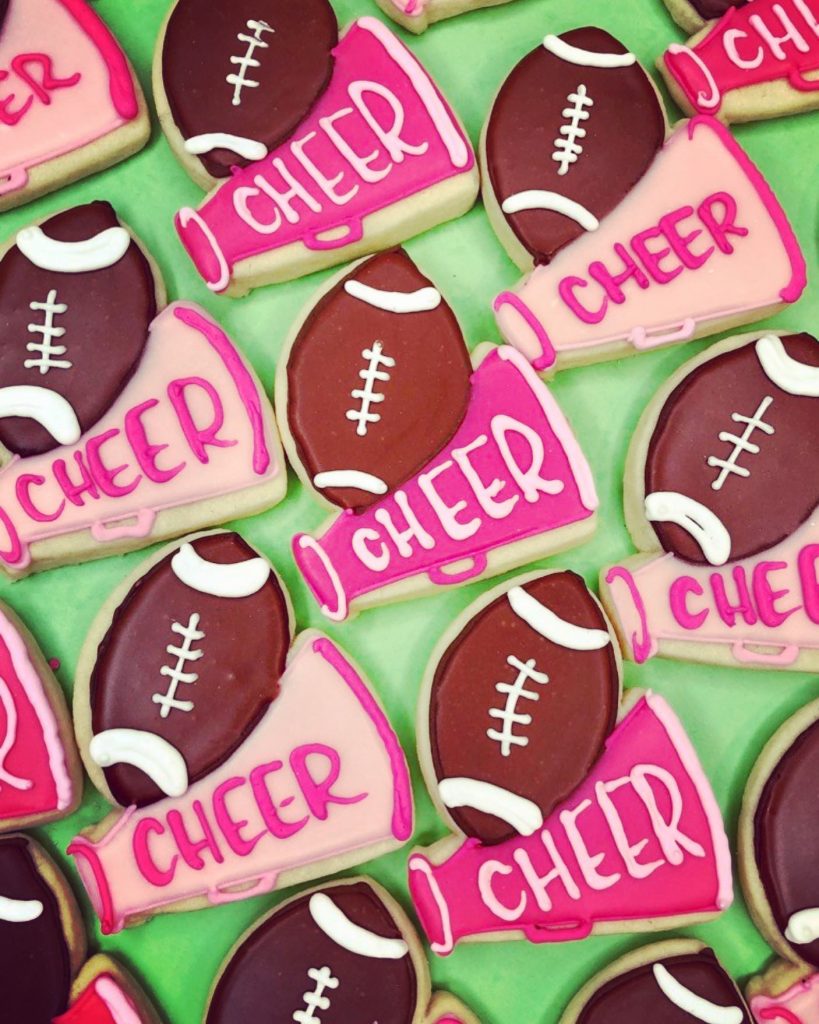 Football and megaphone cookies Hayley Cakes and CookiesHayley Cakes