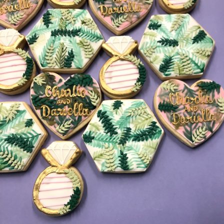 Tropical Leaf Bridal Cookies