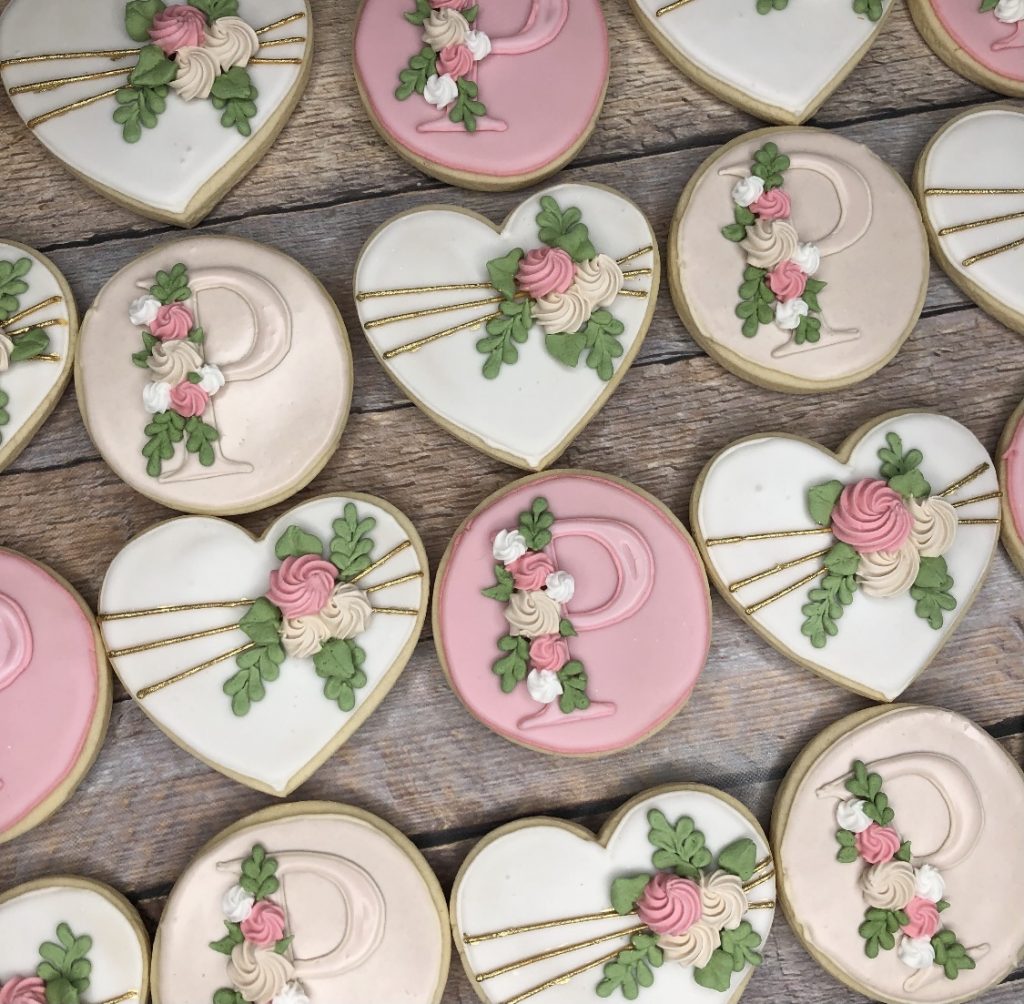 Floral Initial Cookie set Hayley Cakes and Cookies Hayley Cakes and