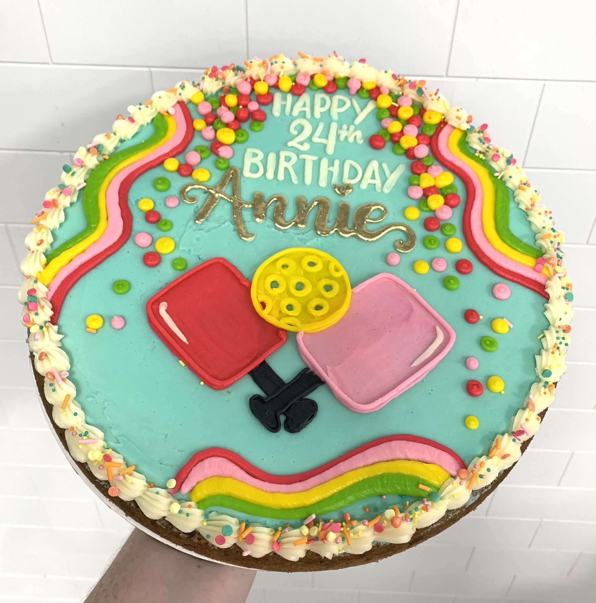 Pickle ball cookie cake Hayley Cakes and Cookies Hayley Cakes and Cookies