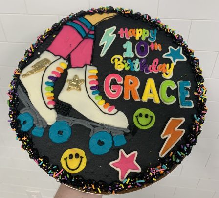 Retro skate party cookie cake