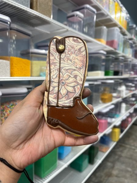 Tooled leather cowboy boot cookies