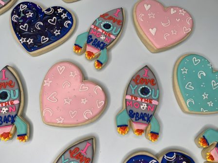 Love you to the moon and back rocket cookies