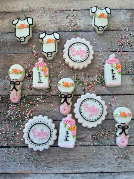 Scalloped baby girl Cookie Set of 12