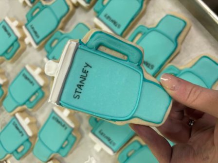 Light Turquoise Stanley Cup Cookie - Hayley Cakes and Cookies Hayley ...