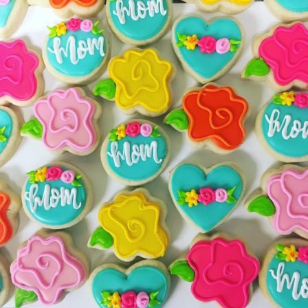Bright and bold floral mini mothers day cookie 4 pack