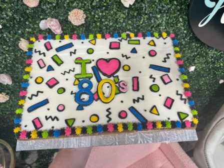 80's theme cookie cake
