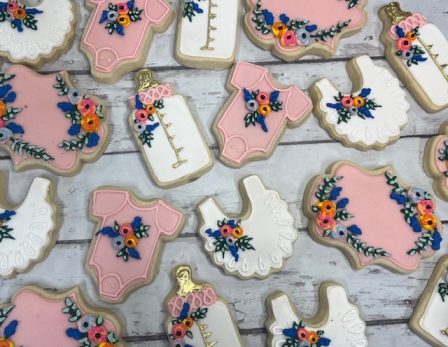 Modern Flowers Baby Cookies, set of 12