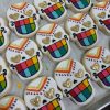 Rainbow teeth sugar skull cookie