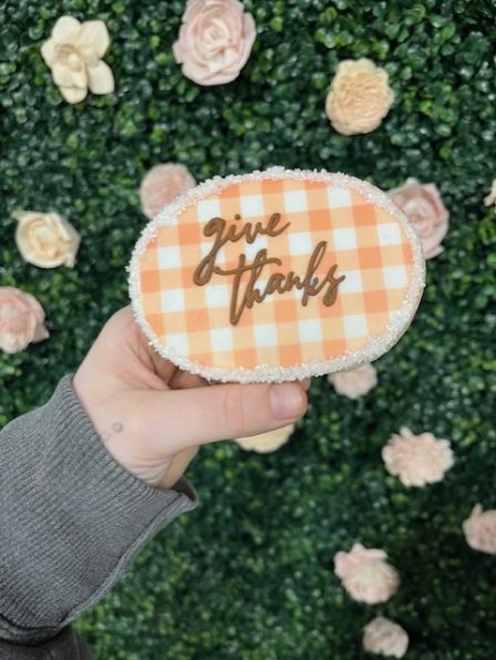 Give thanks plaid cookie
