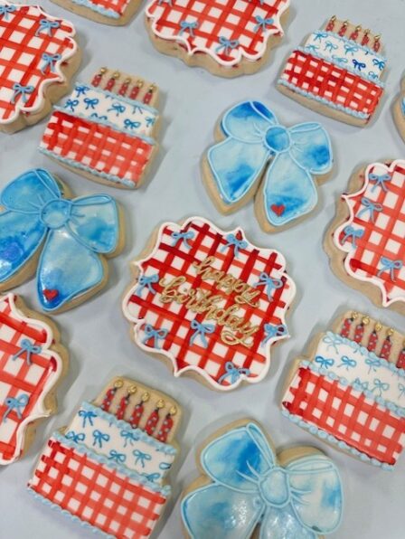 Gingham girl birthday cookie set of 12