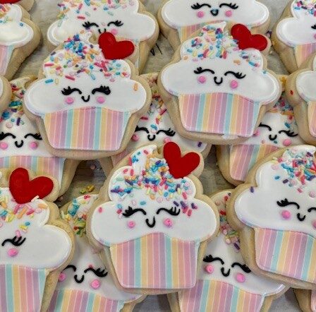 cupcake with heart cookie