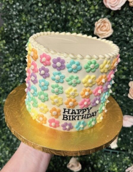 Pastel flower power birthday cake