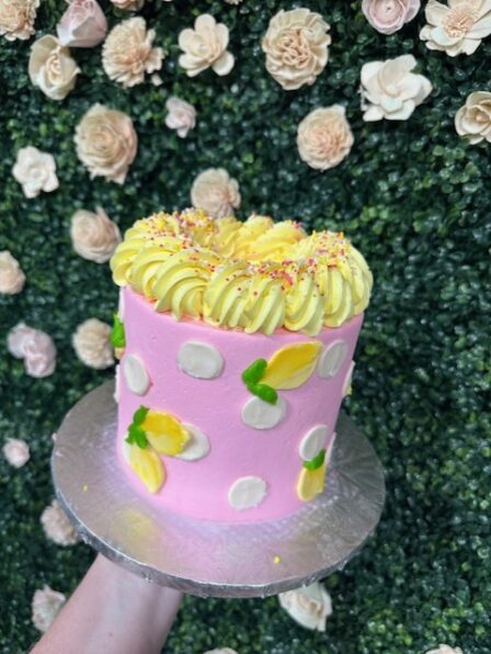 Lemon polka dot cake