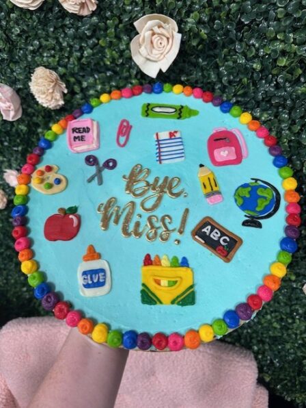 School supply cookie cake