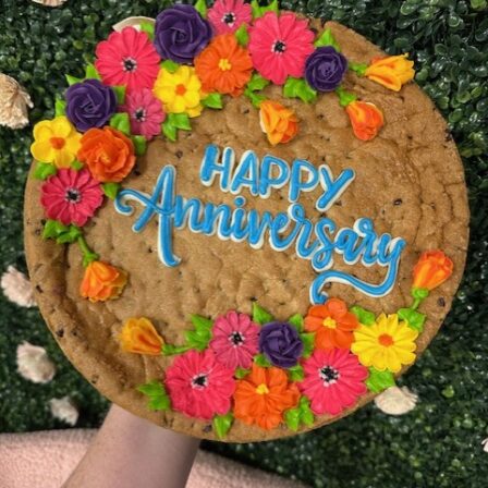 floral naked cookie cake