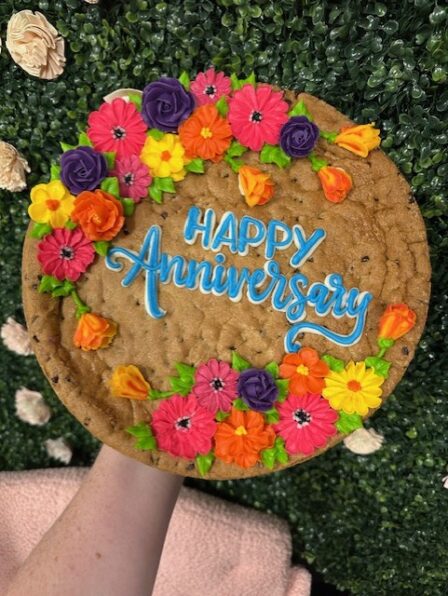 floral naked cookie cake