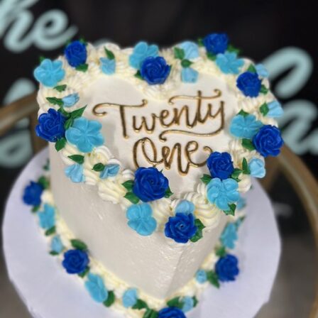 delicate floral heart cake