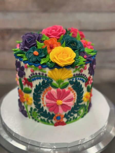 fiesta embroidery cake