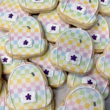 Checkered back pack cookie