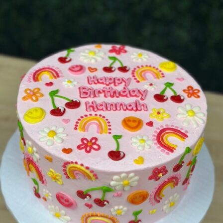 Happy doodle cake
