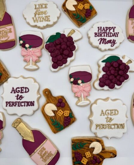 Wine Aged to perfection, birthday cookie set of 12