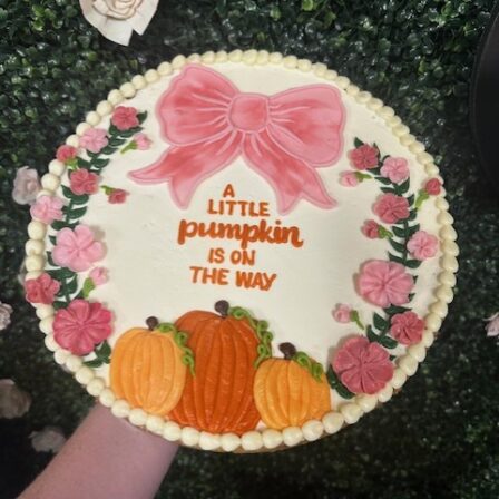 A little pumpkin is on the way, cookie cake