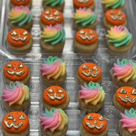 mini jack-o-lantern and rainbow swirl cupcake pack of 12