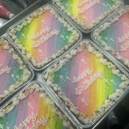 pastel rainbow happy birthday cookie cake