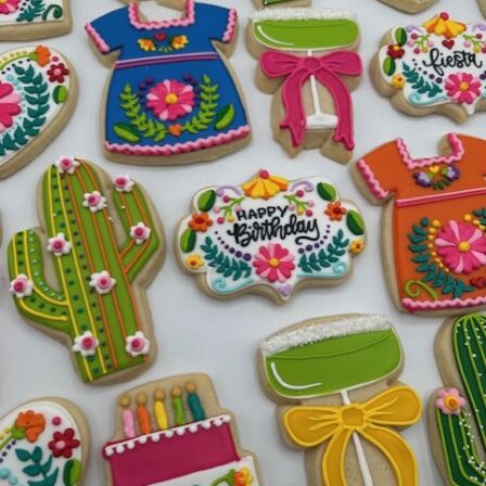 Fiesta embroidery Birthday cookie set of 12