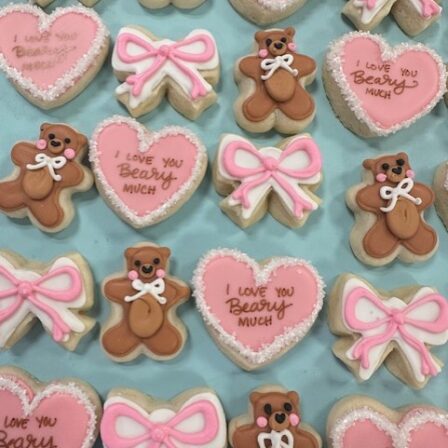 Mini teddy bear valentines cookie set of 36