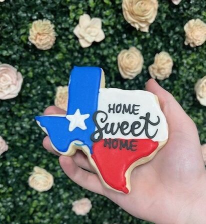 Home sweet home texas flag cookie