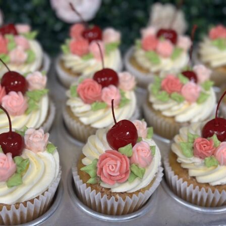 Vintage Cherry Almond Cupcakes, 6 pack