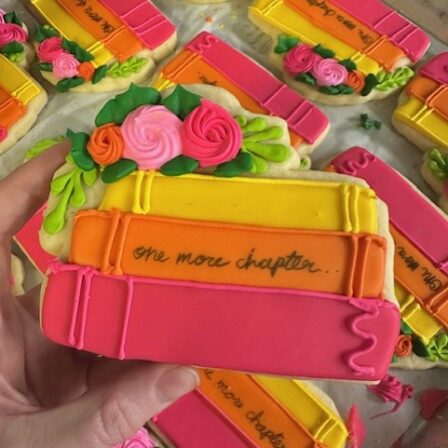 Floral book stack cookie