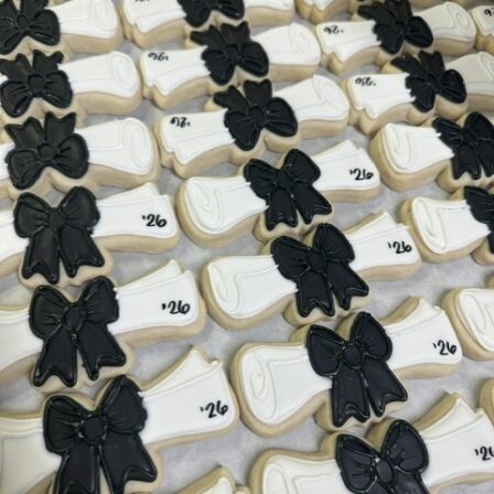 Black and white diploma cookie