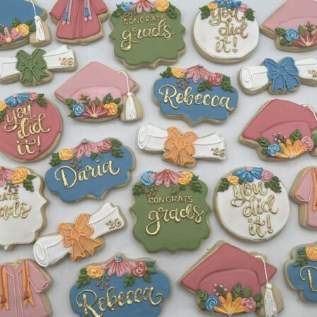 vintage floral graduation cookie set of 12