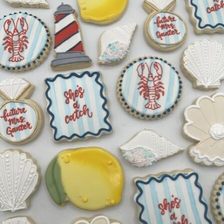 she's a catch, nautical bridal shower cookie set of 12