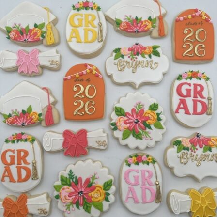 bright floral graduation cookie set of 12