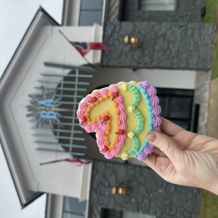 Pastel Rainbow Vintage Heart Cake Cookie