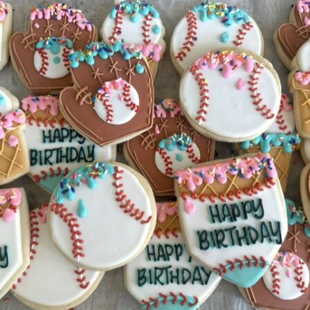 Baseball Drip Birthday Cookies
