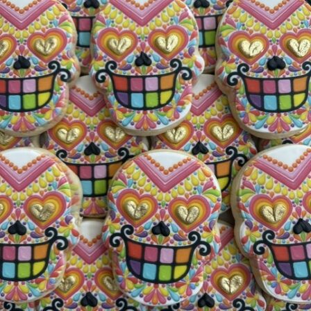 intricate sugar skull cookies